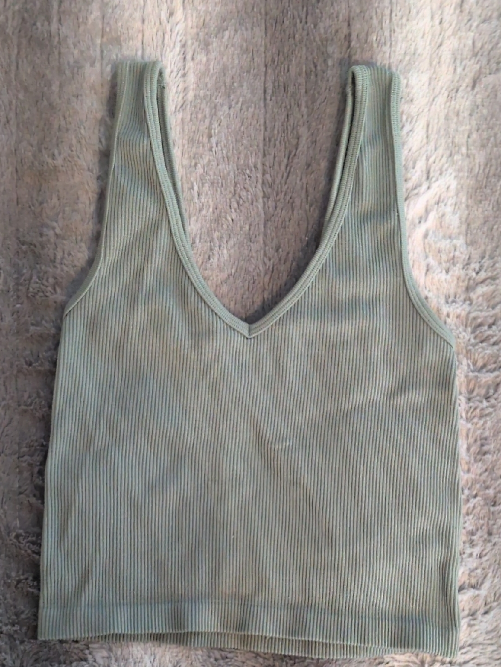 Aeropostale Olive Ribbed V-Neck Tank